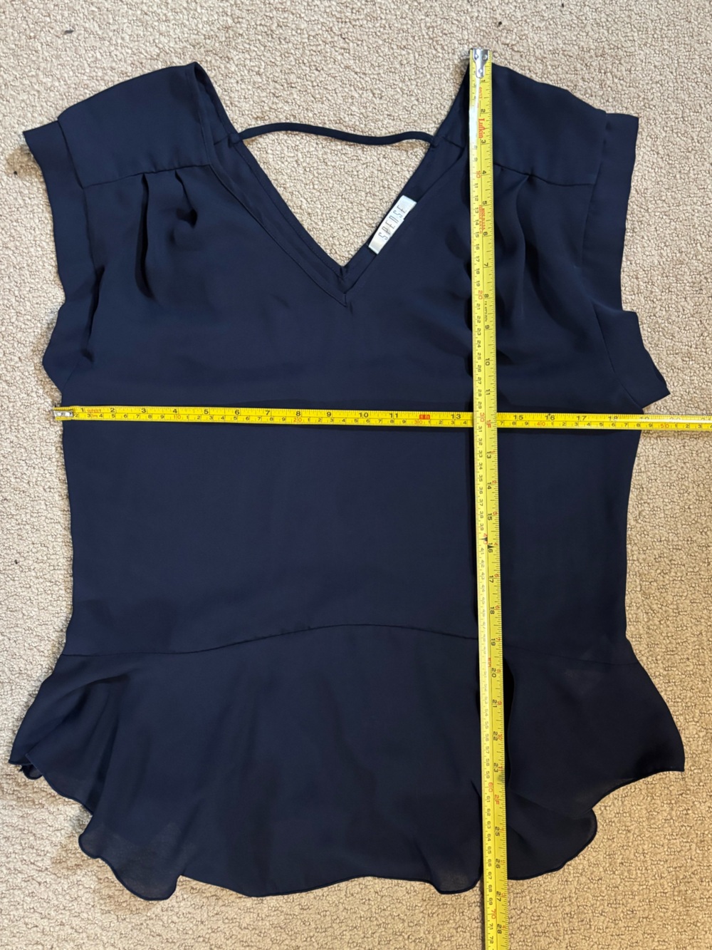 Spense | Navy Blue Peplum Top (M) - Picture 9 of 10